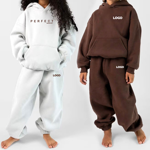 Collection 2026 – Ensembles de vêtements personnalisés pour enfants – Ensemble sweat à capuche et pantalon de jogging marron 100 % coton – Tenues décontractées pour enfants - Product Image 4