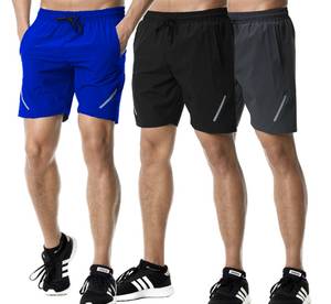 Pantalones cortos de gimnasio de secado rápido para hombre, pantalones cortos de entrenamiento transpirables de cintura alta con cordón ajustable - Product Image 1