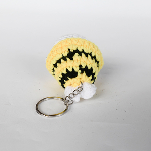 Handmade Crochet Mushroom Keychain Knitted Yellow <b>Bee</b> Amigurumi Bag Charm Backpack Pendant Pure Art Setup Handcrafted Key Ring - Product Image 4