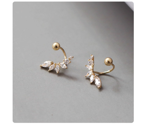 Pendientes Elegantes en Forma de U con Incrustaciones de Diamantes, Oro Puro de 14K, Diseño de Bola de Rosca, Joyería Fina de Lujo Versátil para Mujer, Regalo de Novia - Product Image 2