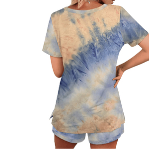 Women's Newest design Cotton T Shirt Shorts <b>2</b> <b>piece</b> <b>Set</b> Women Short Sleeve T Shirts With Shorts 100% Cotton - Product Image 5