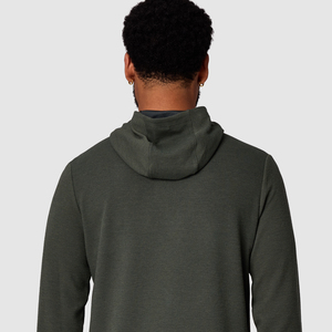 Pull à capuche thermique en maille gaufrée pour homme, en polyester et coton, style décontracté, à manches longues, avec poignets côtelés, coupe ample, vente en gros - Product Image 4