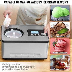 Máquina de Yogur y Helado Eléctrica Automática de 2 Cuartos de Galón con Compresor Incorporado, de Acero Inoxidable, Sin Necesidad de Precongelación de Frutas - Product Image 5