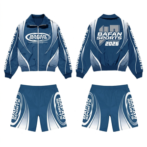 Men Microfiber Windbreaker Short Set Black <b>Silver</b> Panel Tracksuit Lightweight Breathable Custom Sublimation Logo Print plus size - Product Image 4