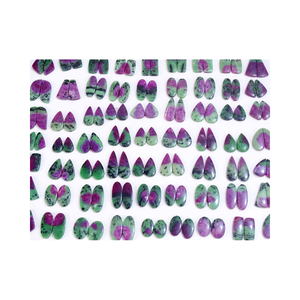 100% rubí Natural en par de zoisita, par de cabujones de piedras preciosas sueltas, piedras preciosas sueltas de alta calidad para usar en la fabricación de joyas - Product Image 1