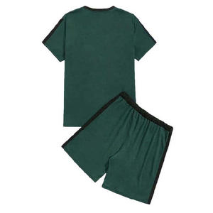 2026 Custom Brand Men's Casual Vintage Sweat Suit Anti-Wrinkle <b>Knitted</b> Tracksuits Pocket Leopard Pattern Top Tee Short <b>Set</b> - Product Image 6