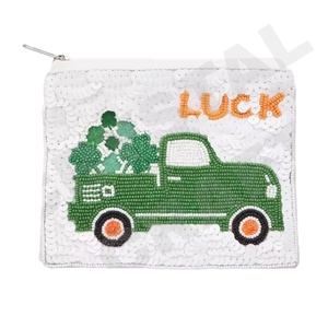 Monedero con cuentas de semillas personalizadas con diseño de lentejuelas de la suerte, hermoso monedero con características de accesorios de moda - Product Image 1