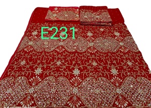 Tissu de luxe de haute qualité pour chemisier George en velours perlé, broderie, strass, franges, polyester écologique - Product Image 4