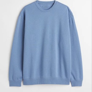 Sweat-shirt à col rond bleu clair uni 100% coton tricoté décontracté pour l'automne à manches longues respirant FitHarry Johnson Production - Product Image 1