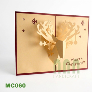 ANN HANDICRAFT MC060 Tarjetas de Invitación de Papel con Diseño de Ciervo en 3D, Cortadas con Láser, Estilo Pop-up, Hechas a Mano, Personalizadas para Navidad, Acabado Mate, Vietnam, 4 Colores - Product Image 3