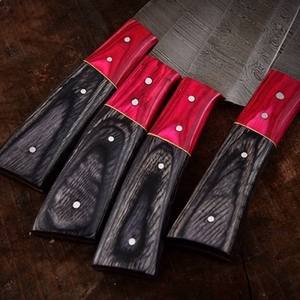Handmade Eco-Friendly Damascus Steel 4-Piece Kitchen <b>Knife</b> Set Pure Leather Sheath Including Chef's Cleaver <b>Steak</b> Utility Carbon - Product Image 5