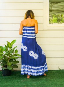 Newly Designed Trendy V-neck Tie Dye <b>A</b>-<b>Line</b> Maxi <b>Dress</b> Multi-Colored Solid <b>Pattern</b> Cute Style Sleeveless Cotton Natural Waist - Product Image 4