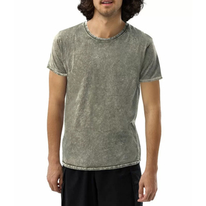 T-shirts en coton délavé écologiques de haute qualité OEM pour hommes – Respirants, séchage rapide, coupe ample, col rond, style streetwear décontracté - Product Image 1