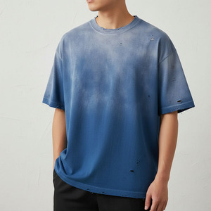 Camiseta de Cuello Redondo para Hombre, 100% Algodón, Gruesa, con Diseño Personalizado, Estampado Gráfico DTG, Lavado Ácido Vintage, con Pedrería - Product Image 4