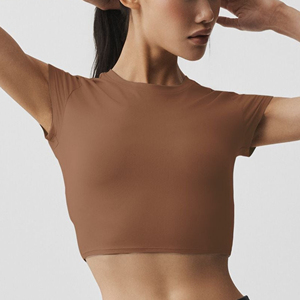 T-shirt court léger pour femme, décontracté, à manches courtes, respirant, col rond, tendance - Product Image 3