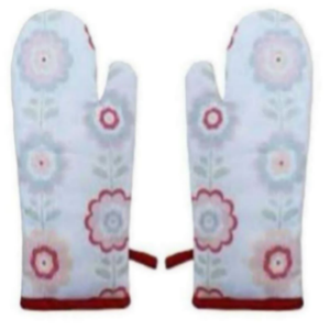 Wholesale Heat Resistant 100% Cotton Kitchen Oven Mitts Breathable Lining Dishwasher Safe Washable Classic Style Printed - Product Image 3