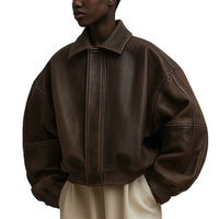Veste en cuir légère pour homme BASRA SPORTS, coupe ajustée, décontractée, pour l'hiver, avec fermeture éclair, garnissage en polyester, aspect vieilli