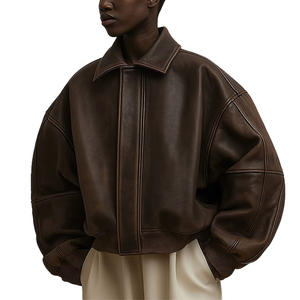 BASRA SPORTS Mens Thin Fit Leather Jacket Lightweight Winter Casual Outerwear Polyester Filled Zipper Closure Front Tanned - Product Image 2