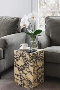 Table d'appoint en marbre naturel de luxe, table basse moderne en pierre pour salon, décoration d'hôtel, table d'appoint en marbre massif - Product Image 2