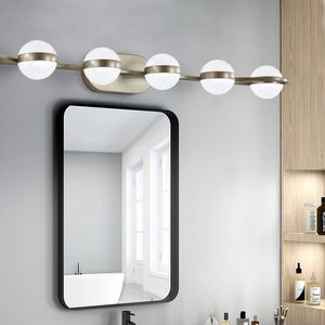 Lampada da Bagno a LED Minimalista Dorata da 43 Pollici, 6 Luci, Montaggio a Parete, Decorativa con Paralumi in Acrilico Effetto Sabbia Cristallina - Product Image 5