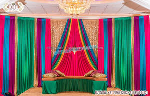 Decoración India Mehndi Phulkari telón de fondo para escenario Punjabi boda Mehndi decoración cortinas Punjabi boda Haldi decoración telones de fondo - Product Image 3