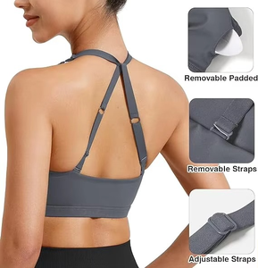 เสื้อชั้นในกีฬาผู้หญิง OEM แบบไร้ตะเข็บ ผ้าริบ สำหรับโยคะและออกกำลังกาย รับทำโลโก้ ชุดออกกำลังกาย - Product Image 3