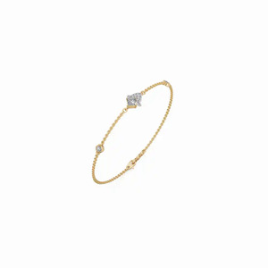 สร้อยข้อมือทองคำ 14K สีเหลืองประดับเพชรทรงปริ๊นเซสแบบคลัสเตอร์ เพชรเพาะเลี้ยงในห้องปฏิบัติการ - Product Image 3