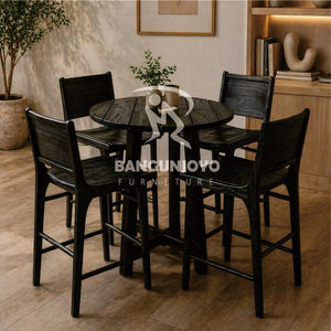 Juego de Mesa y Sillas de Bar de Madera de Teca Sólida Rectangular, Diseño Moderno y Ecológico para Hogar, Bar y Cafetería - Product Image 4