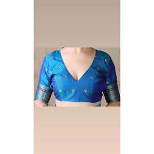 Sari en soie douce violette Elite Weaves Banarasi ZigZag Meenakari Zari tissé avec chemisier et chemise pour femme - Product Image 1