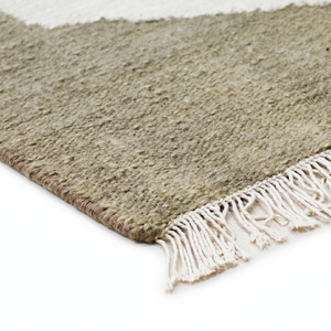 Tapis en laine DECORDEC, style moderne, tufté à la main, couleur ivoire, avec bordure géométrique beige, poils moyens, antidérapant, écologique - Product Image 5