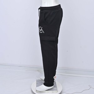 Mens Black Cotton Sweatpants <b>Elastic</b> Waist Drawstring <b>Lace</b> Casual Lightweight Printed Knitted Joggers Autumn Custom Logo - Product Image 3