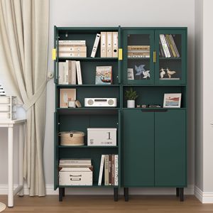 Libreria Alta Regolabile a 4 Ante con Porte in Vetro Temperato, Mobile in MDF Verniciato Bianco per Soggiorno e Camera da Letto - Product Image 6