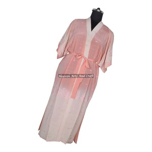 KL007 2026 Summer Collection Blended Poly Silk Short Sleeve Vintage Sari Kimono Full Length Casual Wear Bohemian Winter Autumn - Product Image 2