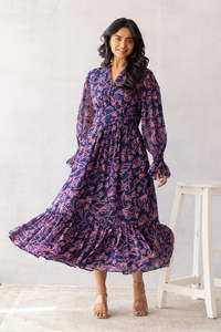 Robe midi en coton à imprimé floral avec manches bouffantes, col rabattu, coupe ample, décontractée, robe d'été pour femmes, belle et élégante - Product Image 3