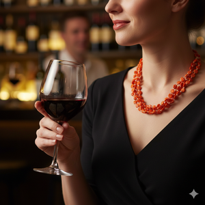 สร้อยคอประดับลูกปัดกระดูกทรงกลมสีส้มสดใส ทำด้วยมือ พร้อมดีเทลสีขาว และตัวล็อคแบบก้ามปูที่ปรับได้ - Product Image 6