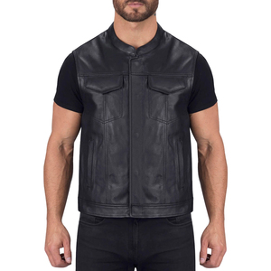 Latest Design Wholesale Cheap Price Men Leather <b>Vest</b> Comfortable Breathable Leather <b>Vest</b> Made In Pakistan - Product Image 1