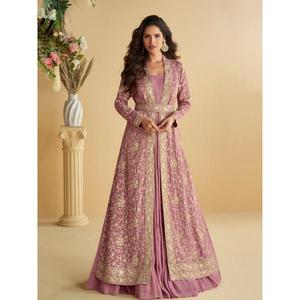 NOUVEAUTÉ Zain Exports Salwar Kameez pour femme en tissu froissé, avec broderie et travail de sequins, 3 couches, moderne, séchage rapide, coupe classique - Product Image 1