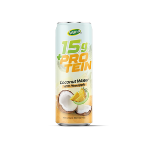 Eau de Coco Protéinée 15g avec Concentré d'Ananas, Faible en Gras, Filtrée, 355ml, Marque Blanche, Boisson OEM en Bidon - Product Image 1