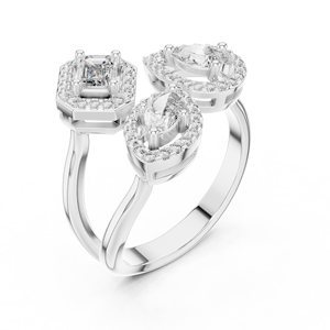 Parure de bagues en or rose 18 carats plaqué rhodium avec diamants de laboratoire fantaisie, taille mixte, certifiés, pour fiançailles et mariage - Product Image 5