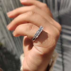 925 Sterling <b>Silver</b> <b>Emerald</b> Cut Moissanite Eternity Band | VVS Wedding <b>Ring</b> for Women - Product Image 5