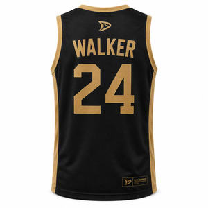Camiseta de Baloncesto Elite Teamwear Negra y Dorada Sublimada con Cuello en V, Unisex para Adultos, Transpirable, 100% Poliéster, Ropa Deportiva - Product Image 3
