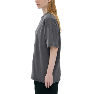 Acid wash oversized <b>t</b> shirt vintage faded cotton heavyweight blank distressed O Neck Loose Fit Women's Wear's - Product Image 4