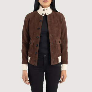 Women's <b>Jackets</b> Modern Style Suede <b>Leather</b> <b>Jacket</b> Lightweight Slim Fit Outerwear Women's Brown Suede <b>Leather</b> Coat Slim Fit - Product Image 1