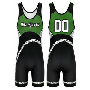 Men Green Black Sublimated Wrestling Singlet Polyester Lightweight <b>Athletic</b> Wrestling Uniform Sportswear Training Performance - Product Image 1