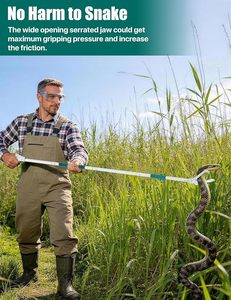 Professional Reptile Snake Tongs Stick Collapsible Rattlesnake Catcher <b>Grabber</b> <b>Tool</b> Safe Handling Device Durable Stainless Steel - Product Image 4