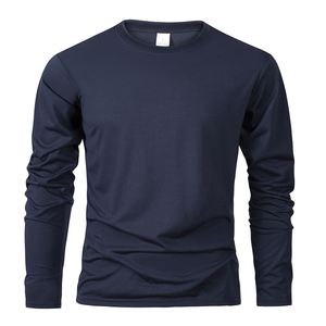 Custom Logo <b>Men</b> Long Sleeve T Shirt Plain Cotton Blank Tee Shirt Crew Neck Slim Fit Solid Color Casual Basic <b>Pullover</b> Tops - Product Image 5