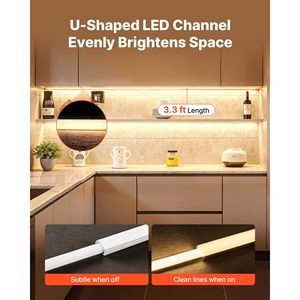 Confezione da 10 Profili LED in Alluminio a Forma di U da 3,3 Ft/1M con Copertura Opaca e Tappi Terminali, Clip di Montaggio, Profilo Luminoso LED - Product Image 2