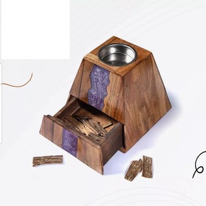 Brûleur d'encens en bois de santal avec tiroir et plateau métallique, pour Oud, Anis étoilé, encens religieux et parfum d'ambiance pour la maison - Product Image 1