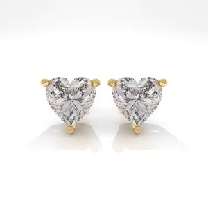 Women's <b>Hoop</b> <b>Earrings</b> in 10k Yellow, Rose, White Gold Moissanite Heart Cut Diamond Trendy Jewelry IGI Certified <b>Silver</b> Plated - Product Image 1