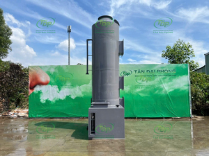 เครื่องกรองสารเคมีแบบเปียกชนิดสองชั้น (PVC/FRP) ยี่ห้อ Tan Dai Phong ทนทานสูง สำหรับอุตสาหกรรมเคมี รับผลิตแบบ OEM/ODM ประสิทธิภาพ 95-98% รับประกัน 1 ปี - Product Image 1